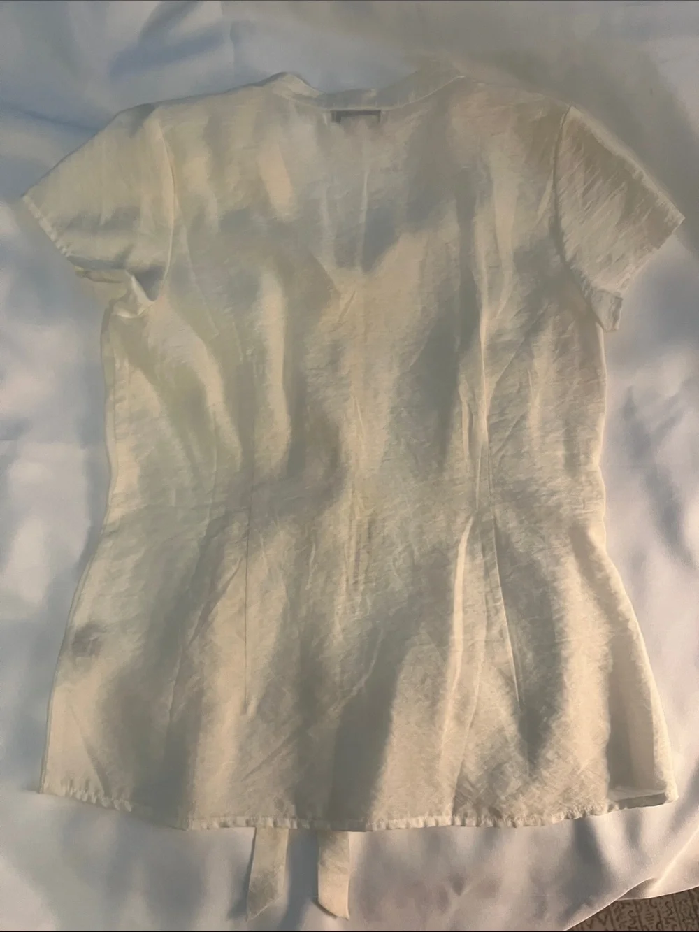 Van Heusen Cream Short-Sleeve Tie-Front Blouse